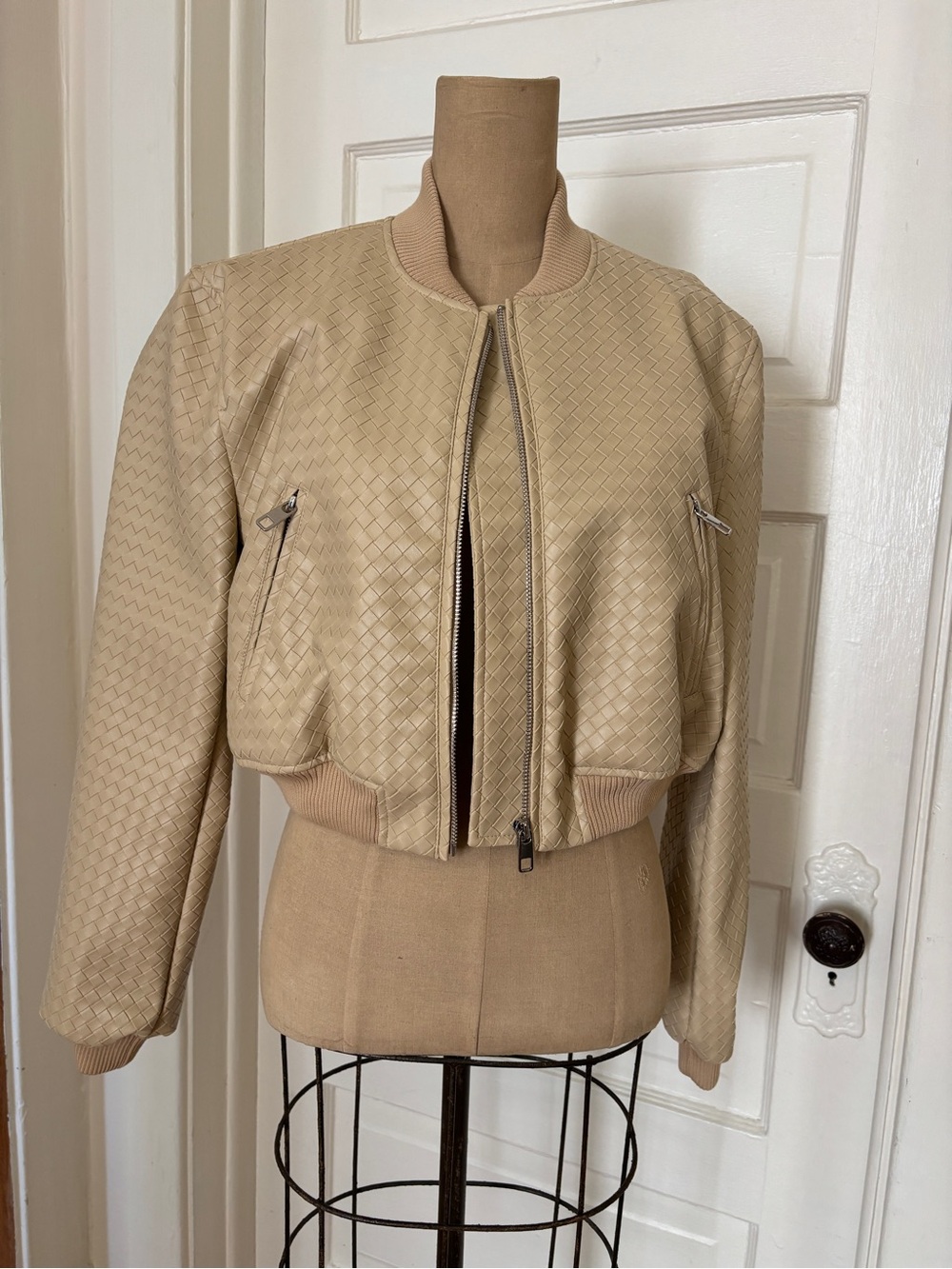 Lioness Tan Woven Bomber Jacket